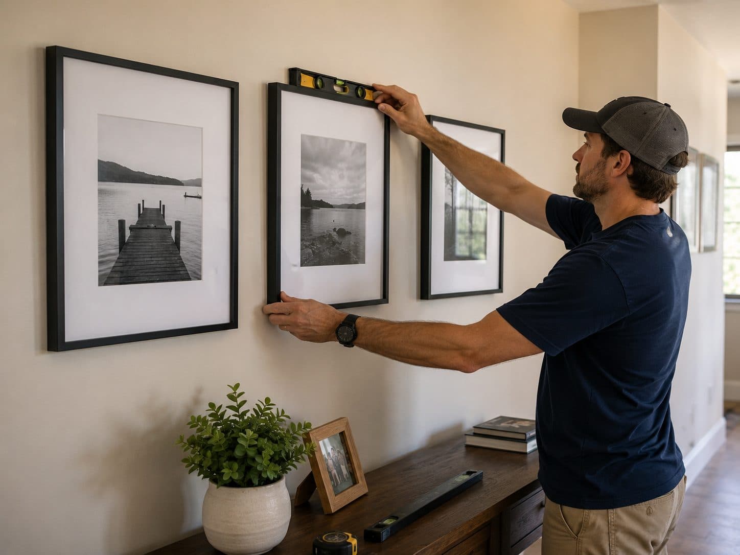 Picture hanging and leveling